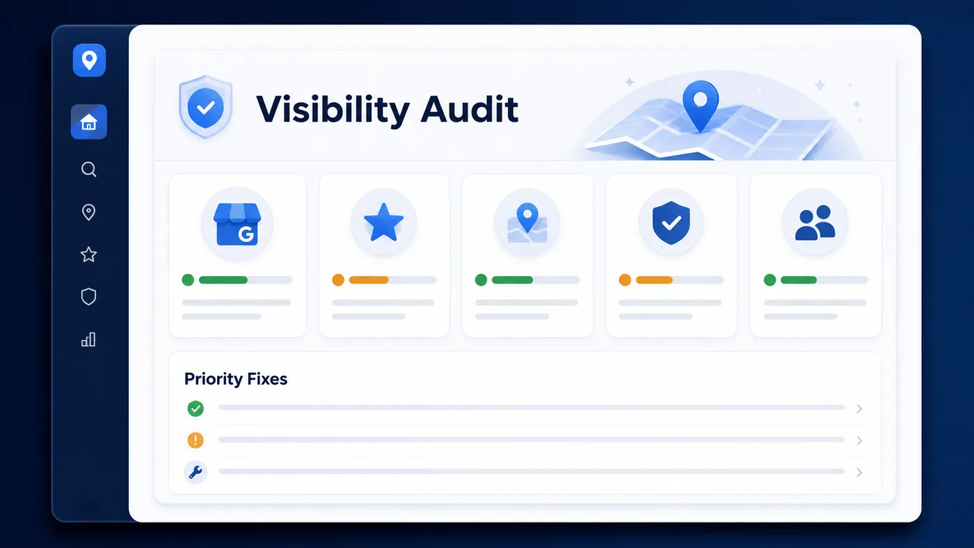 Illustrative local visibility audit dashboard